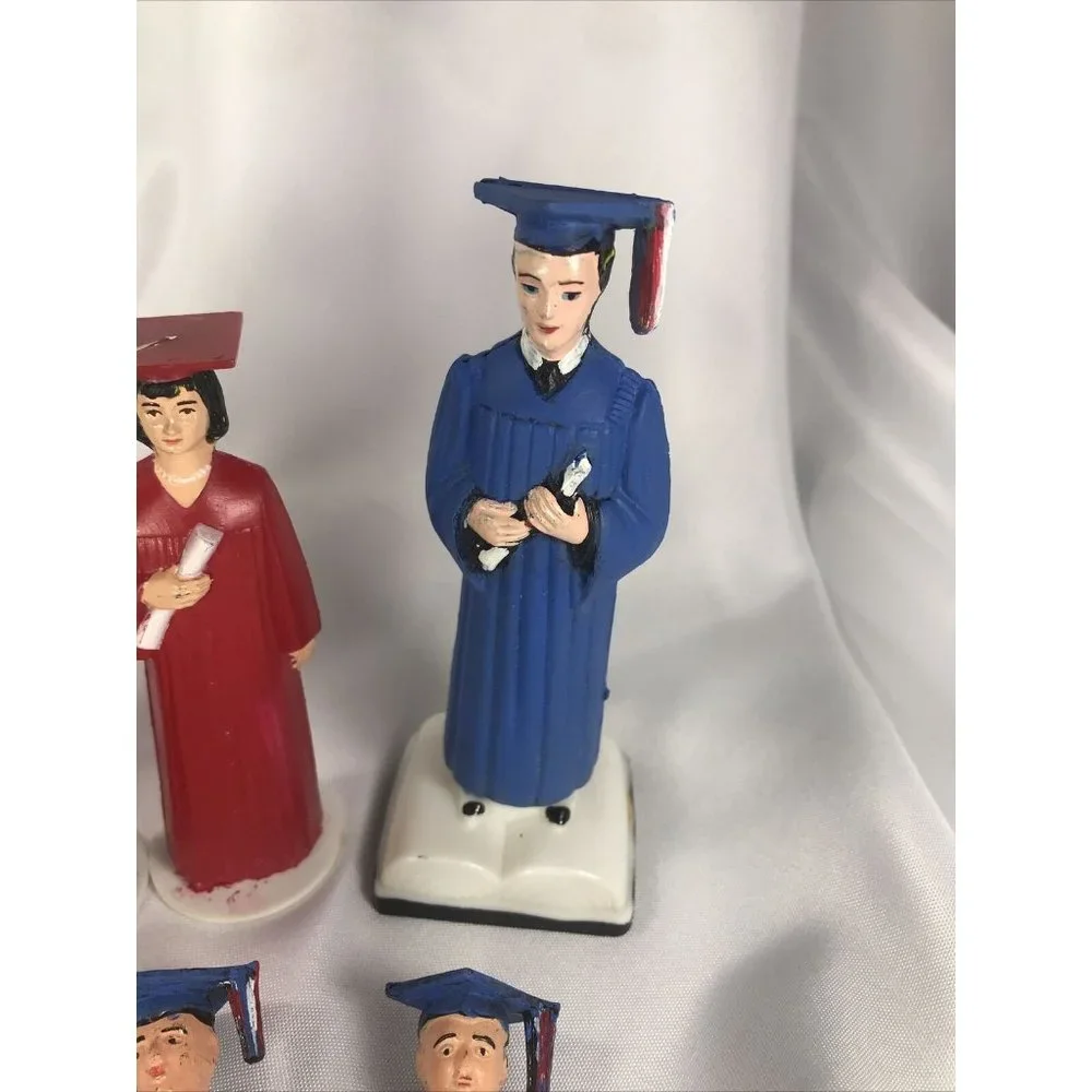 Vintage Graduation Cake Cupcake Toppers Highschool College Students Boy And Girl